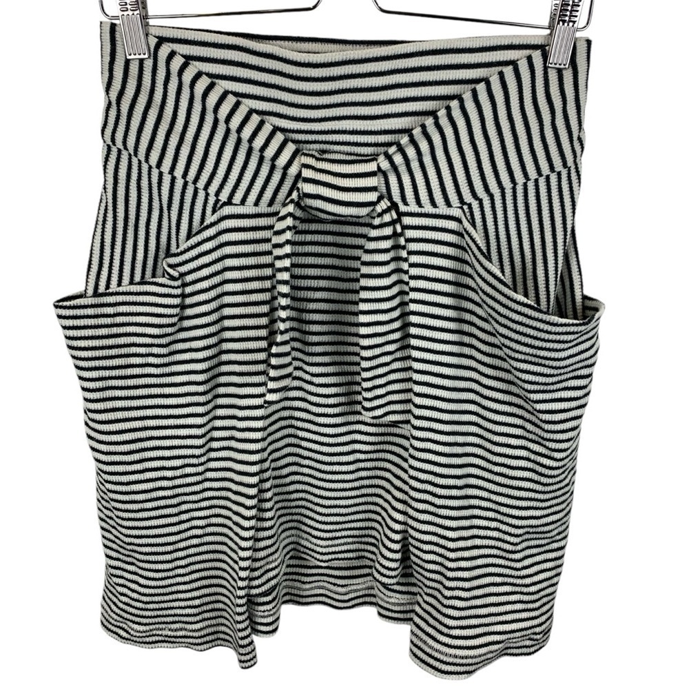 Free People sz S All Tied Up Layered Skirt Cream Black Striped Stretch Knit - Picture 2 of 8
